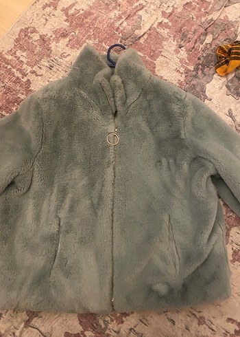 Gri Kadın Midi Peluş Ceket - Görsel 3