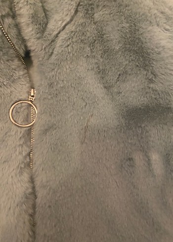 Gri Kadın Midi Peluş Ceket - Görsel 4