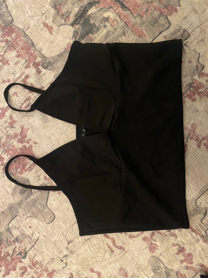 Siyah V Yakalı İnce Askılı Büstiyer - Görsel 2