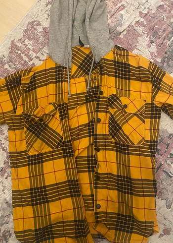 Kapüşonlu Sarı Ekose Kadın Gömlek - Görsel 4