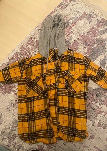 Kapüşonlu Sarı Ekose Kadın Gömlek - Görsel 2