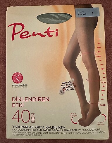 Penti smoke gri uçuş çorabı