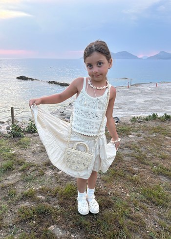 Boncuklu Nakışlı Bohem Örgü Çanta - Görsel 2