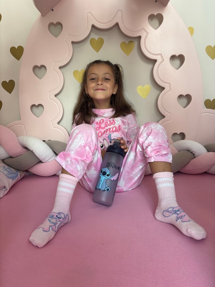 Pembe ve gri Örgülü Çocuk Uyku Koruyucu - Görsel 2