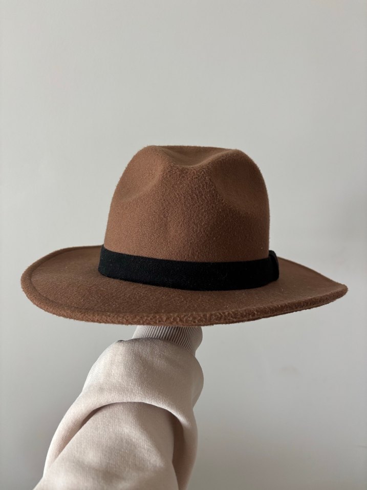 Kahverengi Bohem Kadın Yün Şapka - Görsel 2