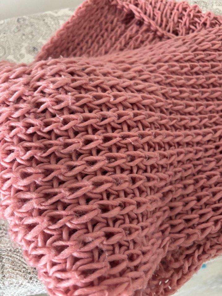 Pembe Örgü Kadın Şal - Görsel 2