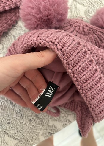 Pembe Örgü Çocuk Bere ve Boyunluk Seti - Görsel 2