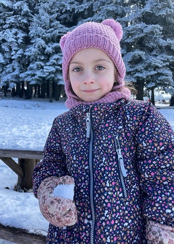 Pembe Örgü Çocuk Bere ve Boyunluk Seti - Görsel 4