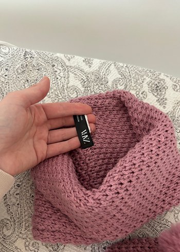 Pembe Örgü Çocuk Bere ve Boyunluk Seti - Görsel 3