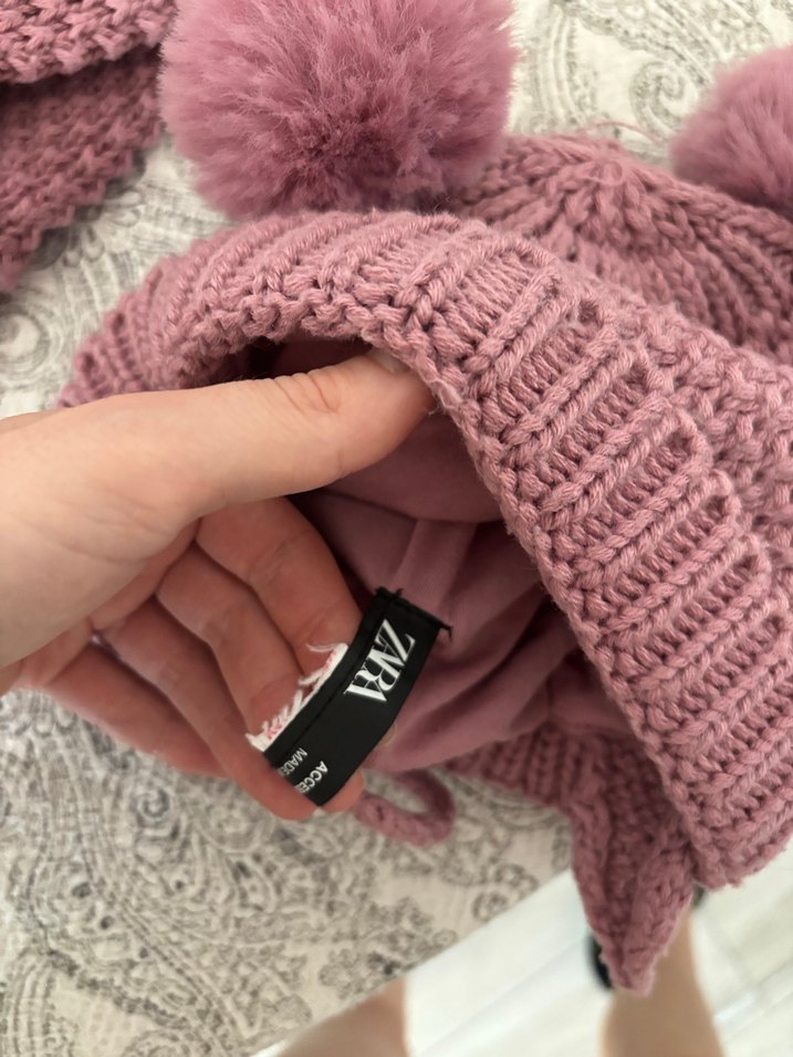 Pembe Örgü Çocuk Bere ve Boyunluk Seti - Görsel 2