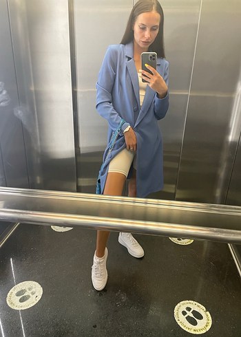 Düğmeli Mavi Kadın Blazer Ceket - Görsel 3