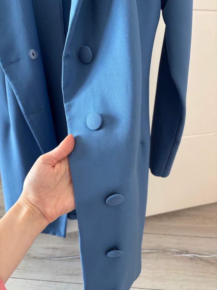 Düğmeli Mavi Kadın Blazer Ceket - Görsel 2