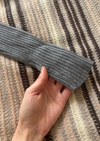 Gri Uzun Kollu Triko Elbise - Görsel 4