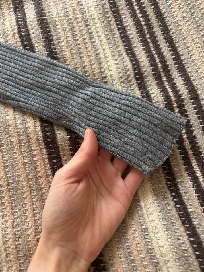 Gri Uzun Kollu Triko Elbise - Görsel 4