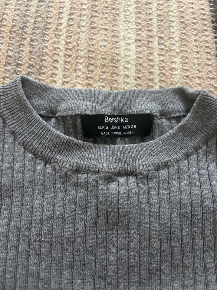 Gri Uzun Kollu Triko Elbise - Görsel 3