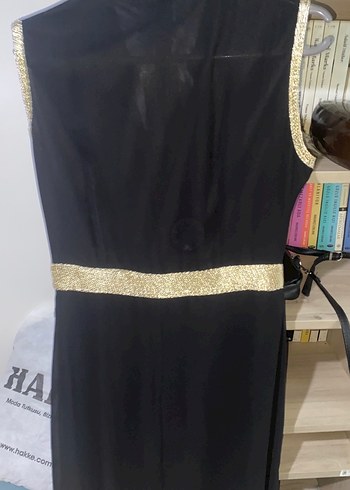 Siyah Drapeli Uzun Abiye Elbise - Görsel 4