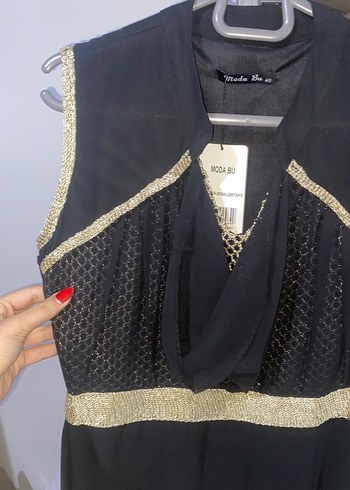 Siyah Drapeli Uzun Abiye Elbise - Görsel 2