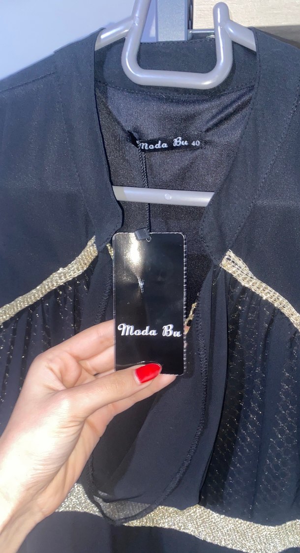 Siyah Drapeli Uzun Abiye Elbise - Görsel 3