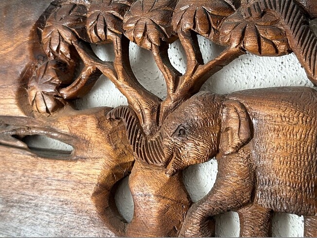 Fil temalı Uzakdoğu ahşap el oymasıBiblo - Görsel 6