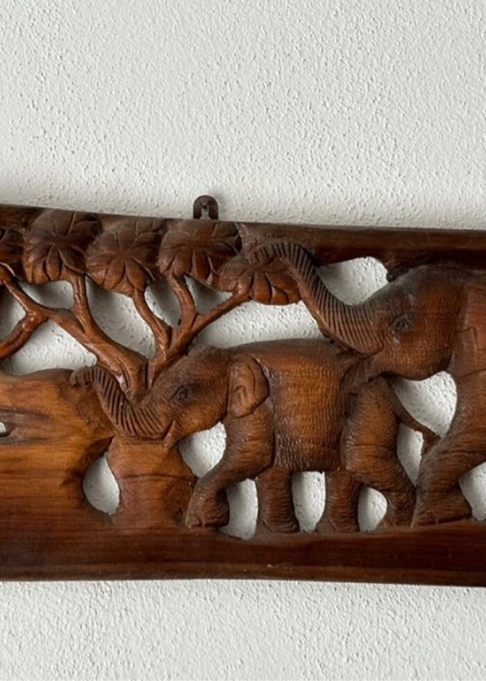 Fil temalı Uzakdoğu ahşap el oymasıBiblo - Görsel 3