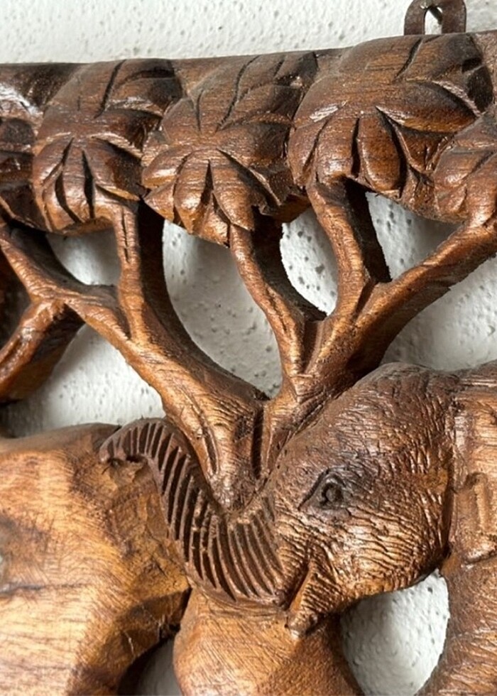 Fil temalı Uzakdoğu ahşap el oymasıBiblo - Görsel 4