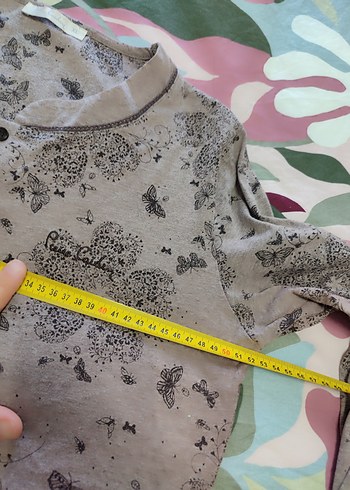 Uzun Kollu Desenli Bej gecelik - Görsel 4