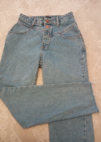 34 Beden Mavi Denim Kadın Pantolon Rahat Kesim