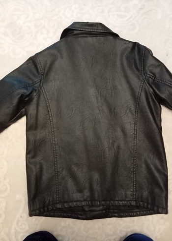 10 Yaş Beden çoçuk Siyah Deri Biker Ceket
