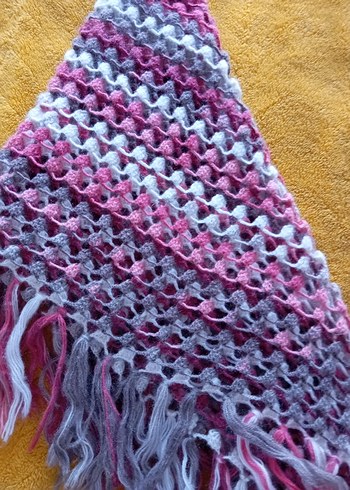 Renkli Örgü Kadın Şal - Görsel 5