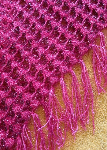 kırmızı Örgü Kadın Şal - Görsel 4