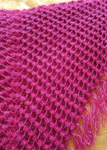 kırmızı Örgü Kadın Şal - Görsel 2