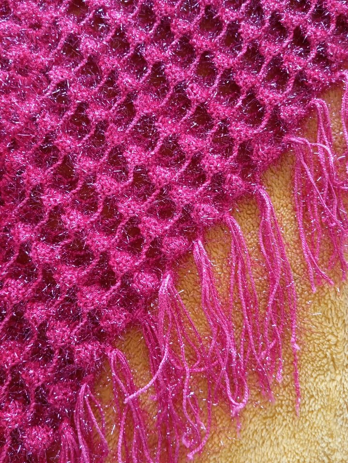 kırmızı Örgü Kadın Şal - Görsel 4