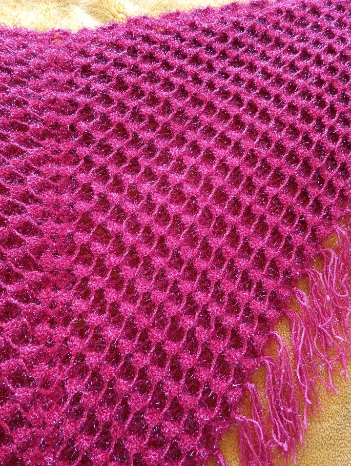 kırmızı Örgü Kadın Şal - Görsel 2