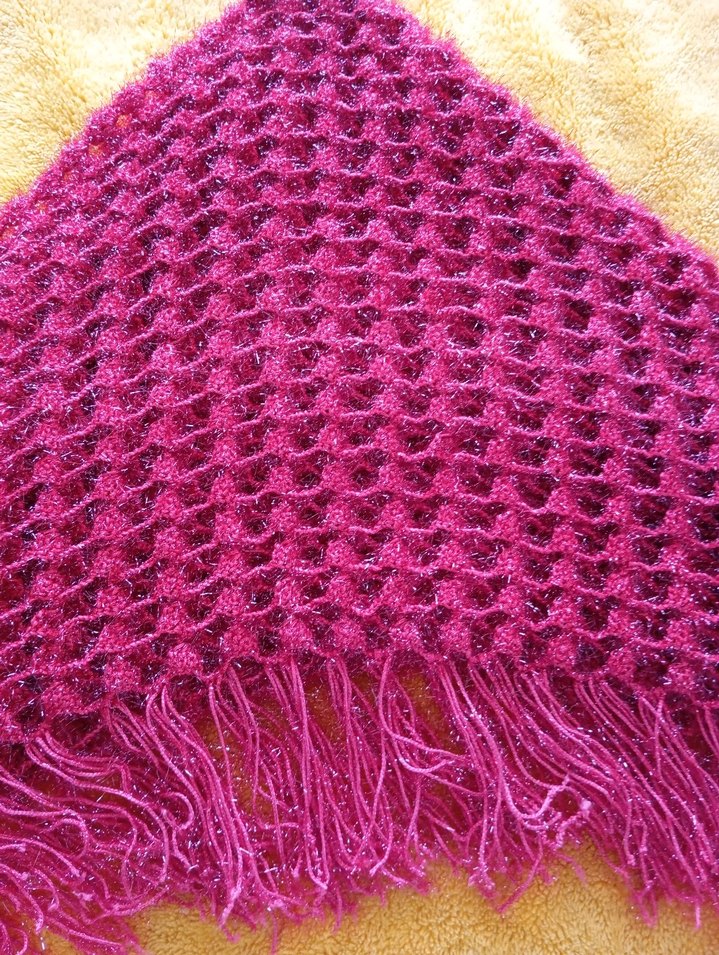 kırmızı Örgü Kadın Şal - Görsel 3