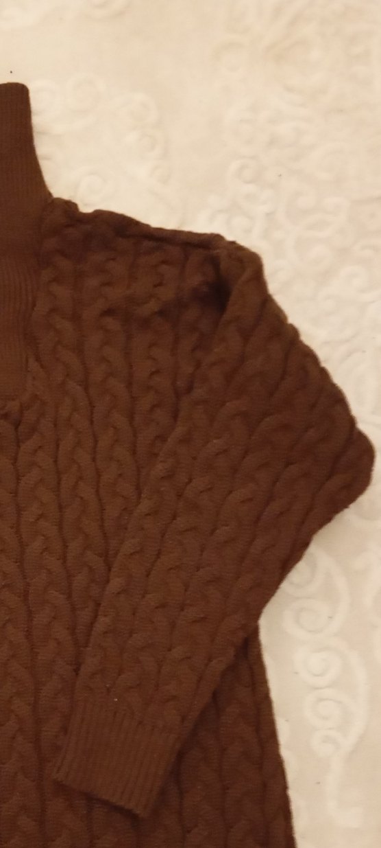 Kahverengi Yarım Fermuarlı Örgü Kadın Kazak - Görsel 3