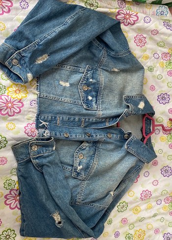 Düğmeli Loose Fit Mavi Denim Ceket