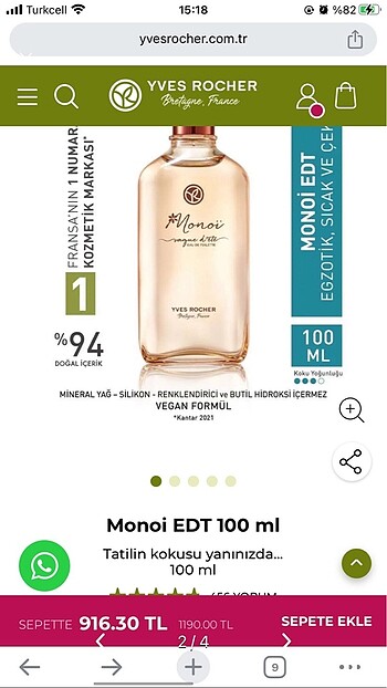  Beden Yves rocher monoi parfüm