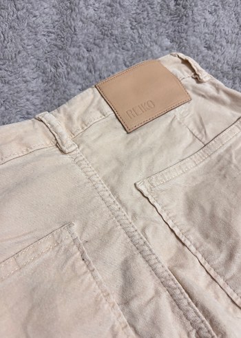 Bej Rahat Kesim Kadife Kumaş Pantolon - Görsel 3