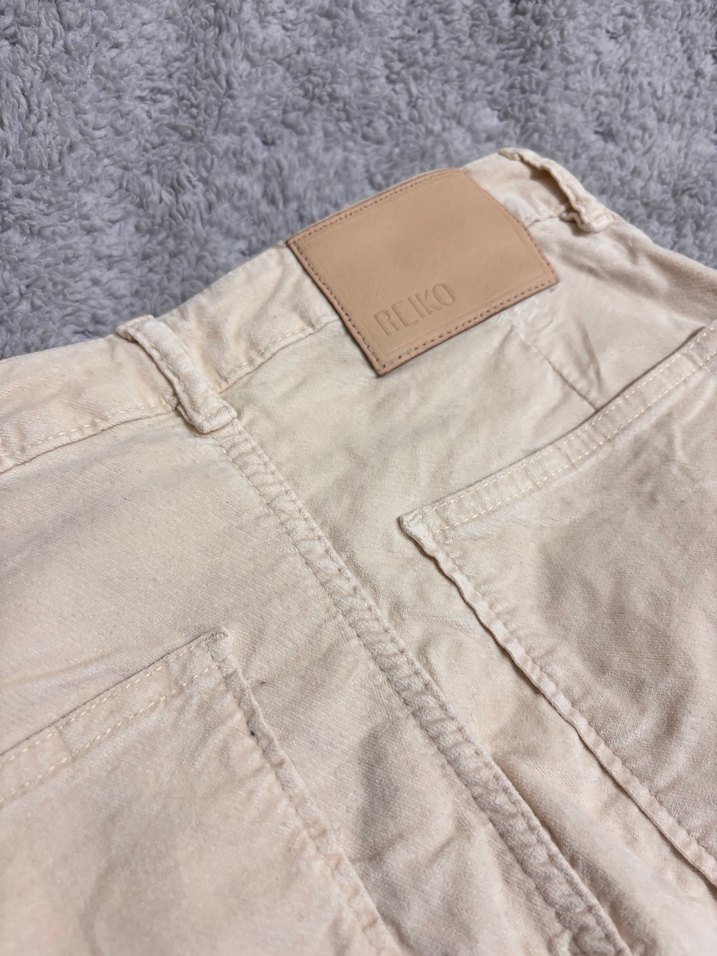 Bej Rahat Kesim Kadife Kumaş Pantolon - Görsel 3