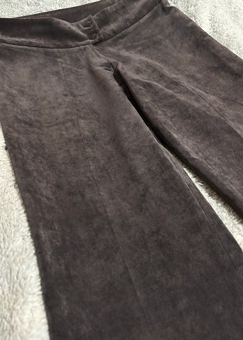 Gri Süet Kumaş Orta bel Kadın Pantolon - Görsel 2
