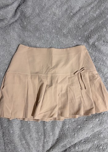 Bej Pilili Midi Mini Etek - Görsel 2