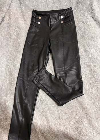 Siyah Parlak Deri İçi Şardonlu Tayt - Görsel 2