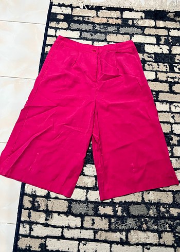 Pembe Mini Geniş Kesim Kadın Kumaş Pantolon