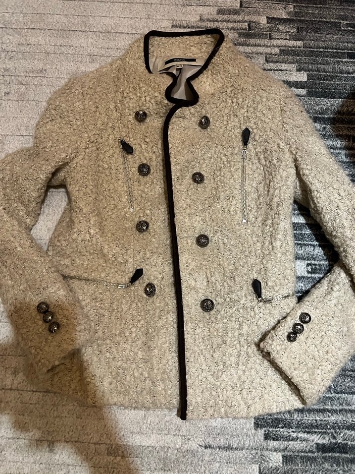 Bej Düğmeli Kadın Midi Kaban - Görsel 2