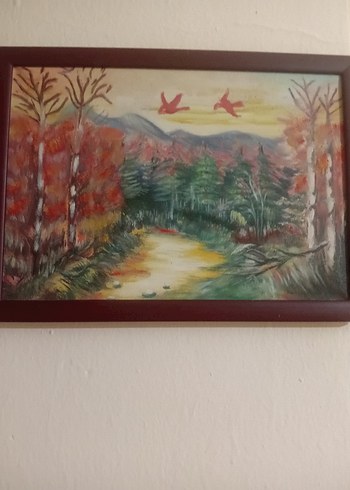 Çerçeveli Çok Renkli Doğa Manzarası Tablosu - Görsel 2