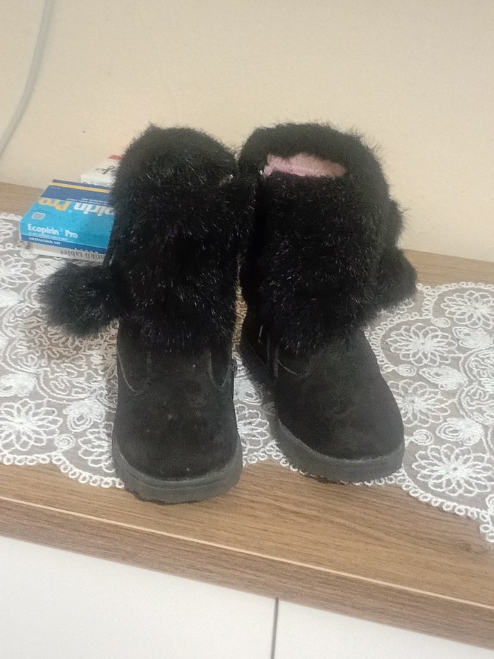 Kız Çocuk Siyah Kürk Detaylı Bot - Görsel 2