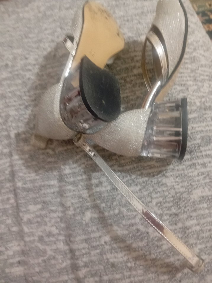 Glitterlı Gri Blok Topuklu çocuk abiye - Görsel 3