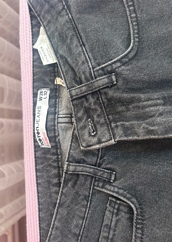 Koton Gri Midi Boy Bol Kesim Kadın Kot Pantolon