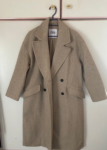 Zara oversize Bej çift düğmeli kaban - Görsel 2