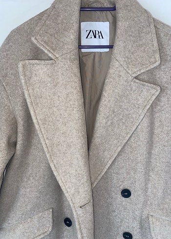 Zara oversize Bej çift düğmeli kaban - Görsel 4